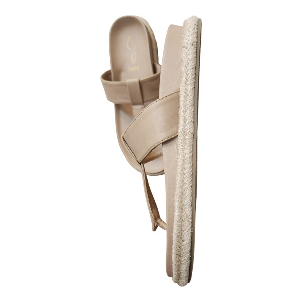 Joie Nacho Tan Faux Leather Boho Espadrille Thong T-Strap Jute Sandals Size 8 - Picture 10 of 12